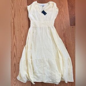 Joes Jeans Gauze Gauze Midi-Dress Butter Yellow NWT Resort Pockets